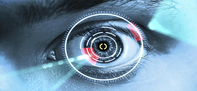laser scanning eye. blue tone