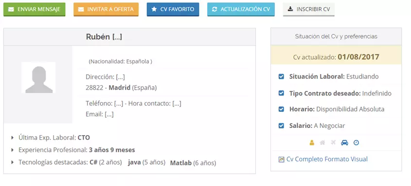 Nuevo buscador de CVs